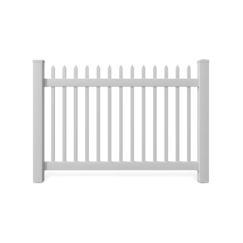 Wambam Traditional Nantucket No-Dig Permanent 4 ft. x 6 ft. Vinyl Picket Fence Panel with Post and Anchor Kit