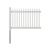 Wambam Traditional Nantucket No-Dig Permanent 4 ft. x 6 ft. Vinyl Picket Fence Panel with Post and Anchor Kit