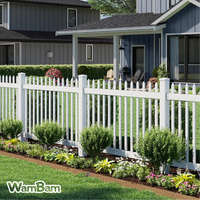 Wambam Traditional Nantucket No-Dig Permanent 4 ft. x 6 ft. Vinyl Picket Fence Panel with Post and Anchor Kit