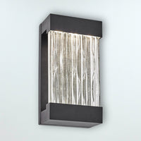 Watercrest 1-Light Outdoor Wall Light in Black Frame, Textured Glassware Shade