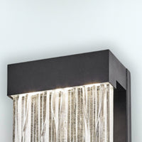 Watercrest 1-Light Outdoor Wall Light in Black Frame, Textured Glassware Shade