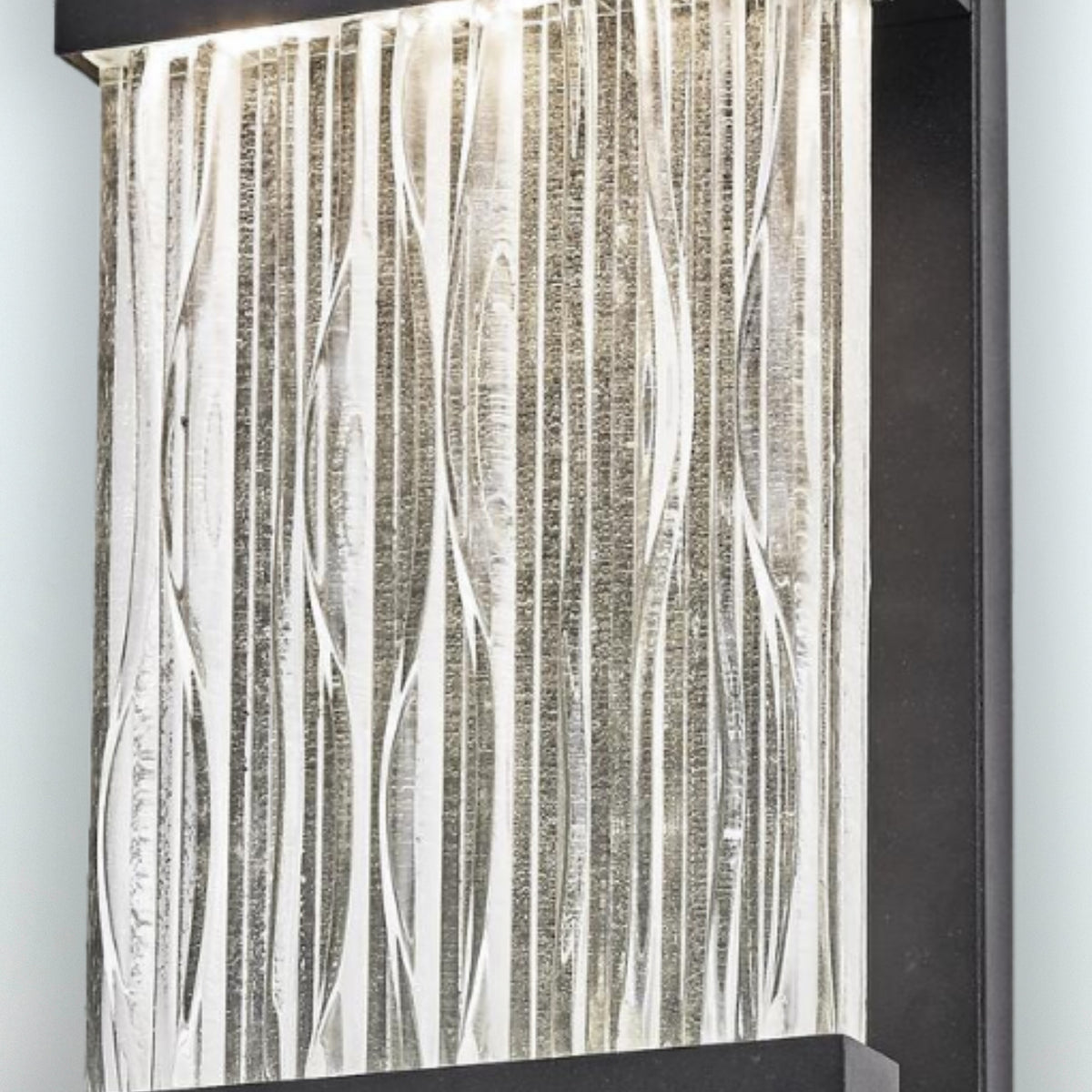 Watercrest 1-Light Outdoor Wall Light in Black Frame, Textured Glassware Shade
