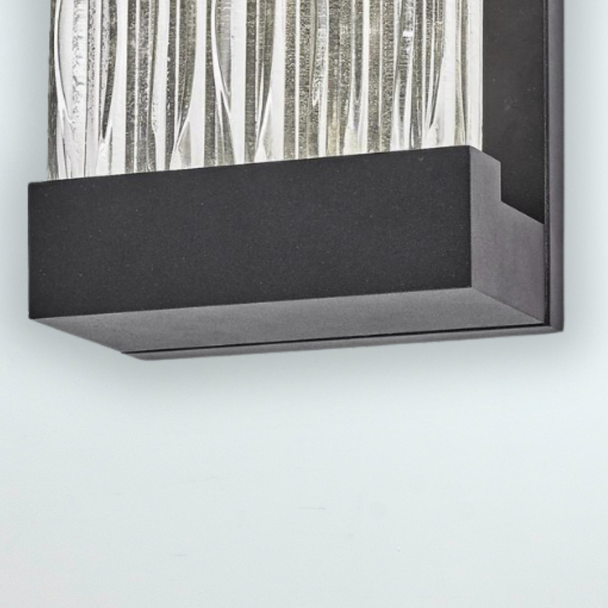 Watercrest 1-Light Outdoor Wall Light in Black Frame, Textured Glassware Shade