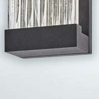 Watercrest 1-Light Outdoor Wall Light in Black Frame, Textured Glassware Shade