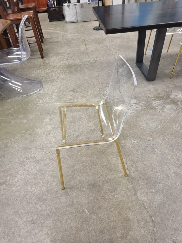 Clear acrylic with light Steel legs with gold finish