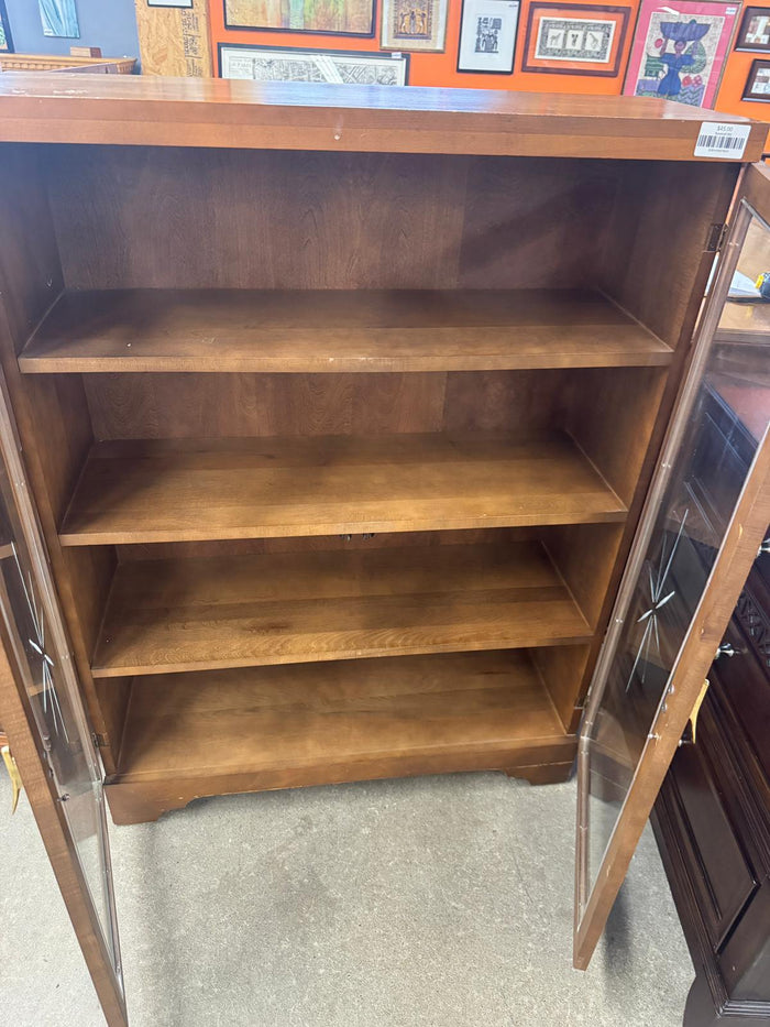 33.5"W Wooden Bookcase With Glass Door