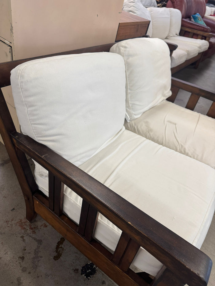 48.5"W Off-white 2-Seater Wooden Sofa
