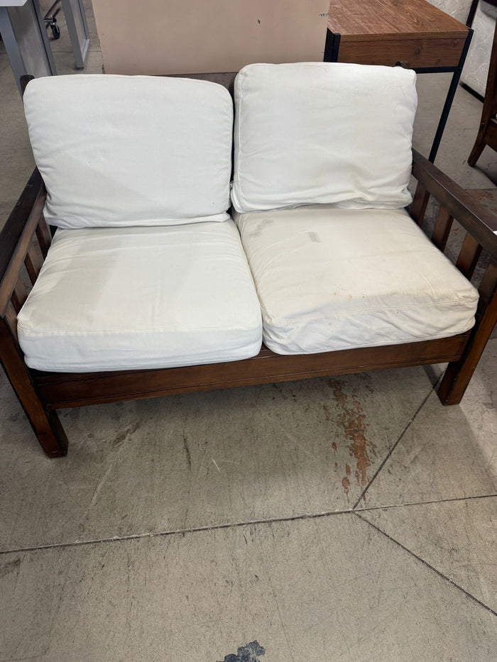 48.5"W Off-white 2-Seater Wooden Sofa
