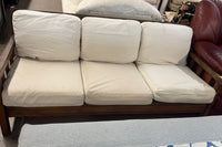 70"W Off-white 3-Seater Wooden Sofa