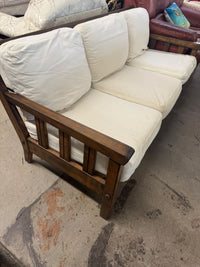 70"W Off-white 3-Seater Wooden Sofa