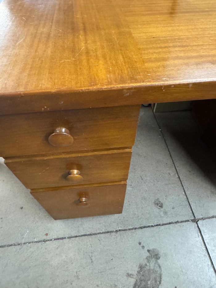45"W Wood Desk with Six Drawers