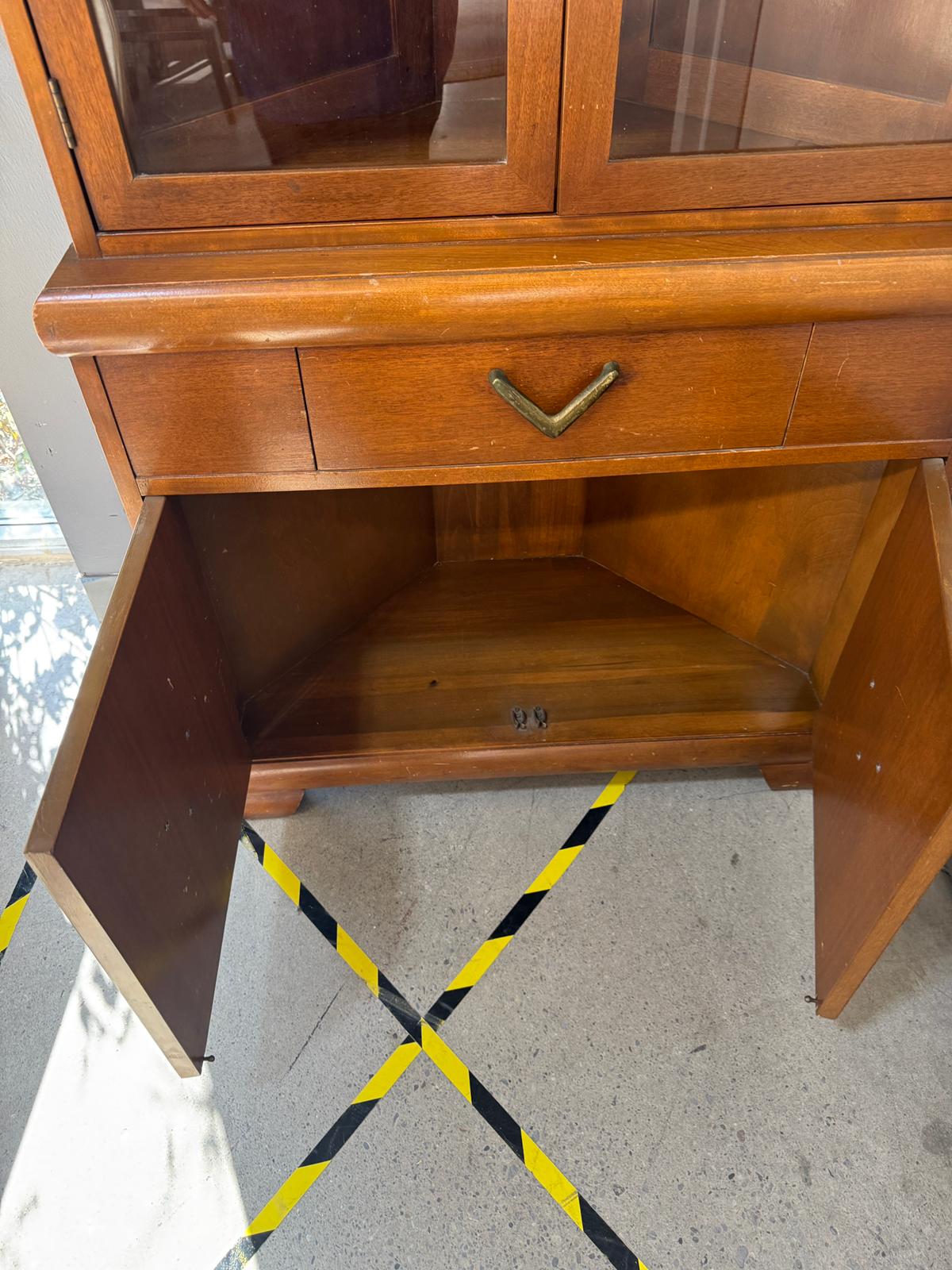 32"W Corner Wooden Cabinet