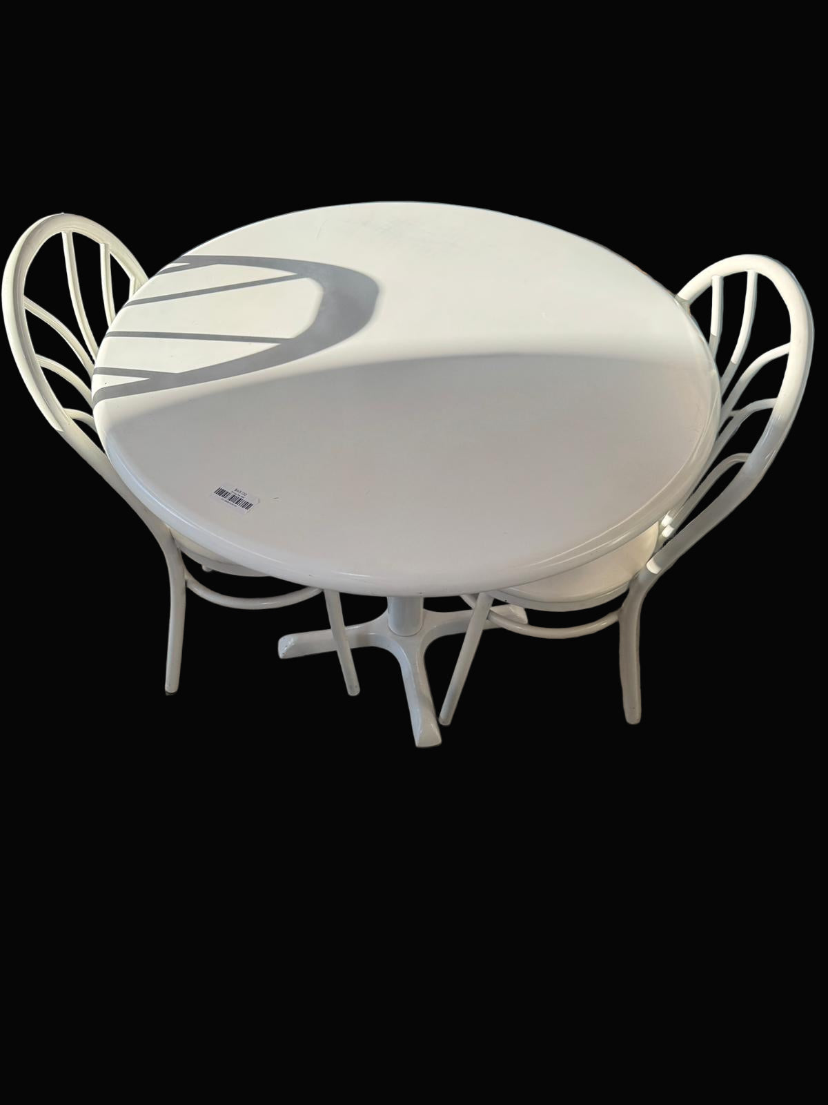 36" x 36"  Round White Dining Set With Two Chairs