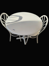 36" x 36"  Round White Dining Set With Two Chairs