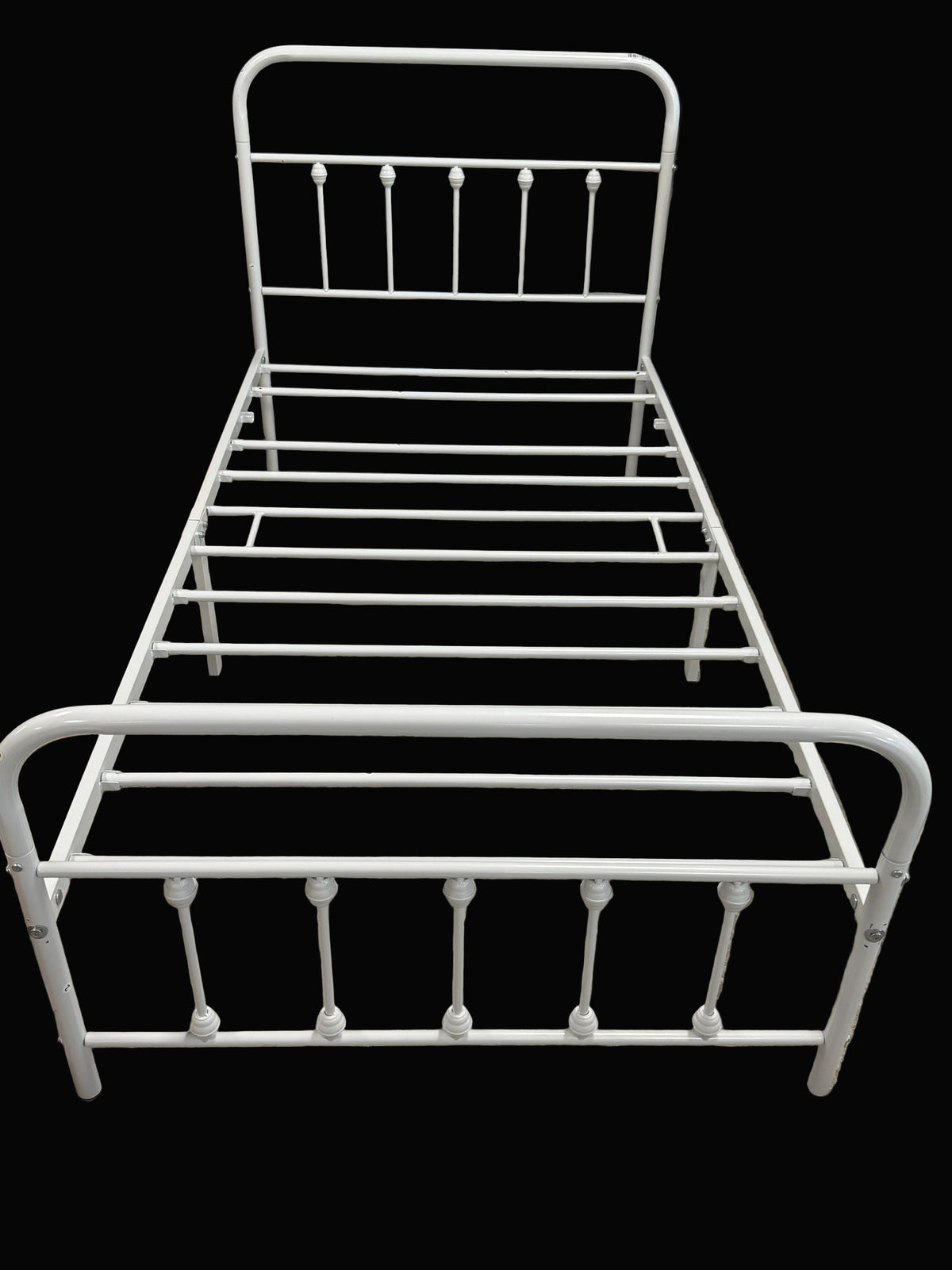 40.5"W White Metal Single Bed Frame