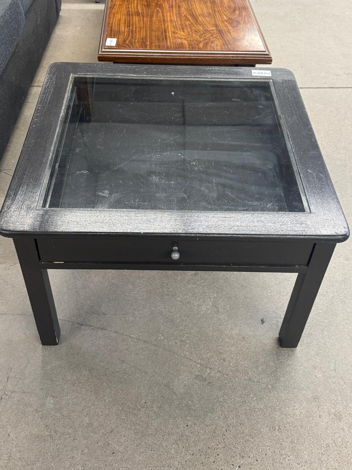 29.5"W Coffee Table With Glass Top