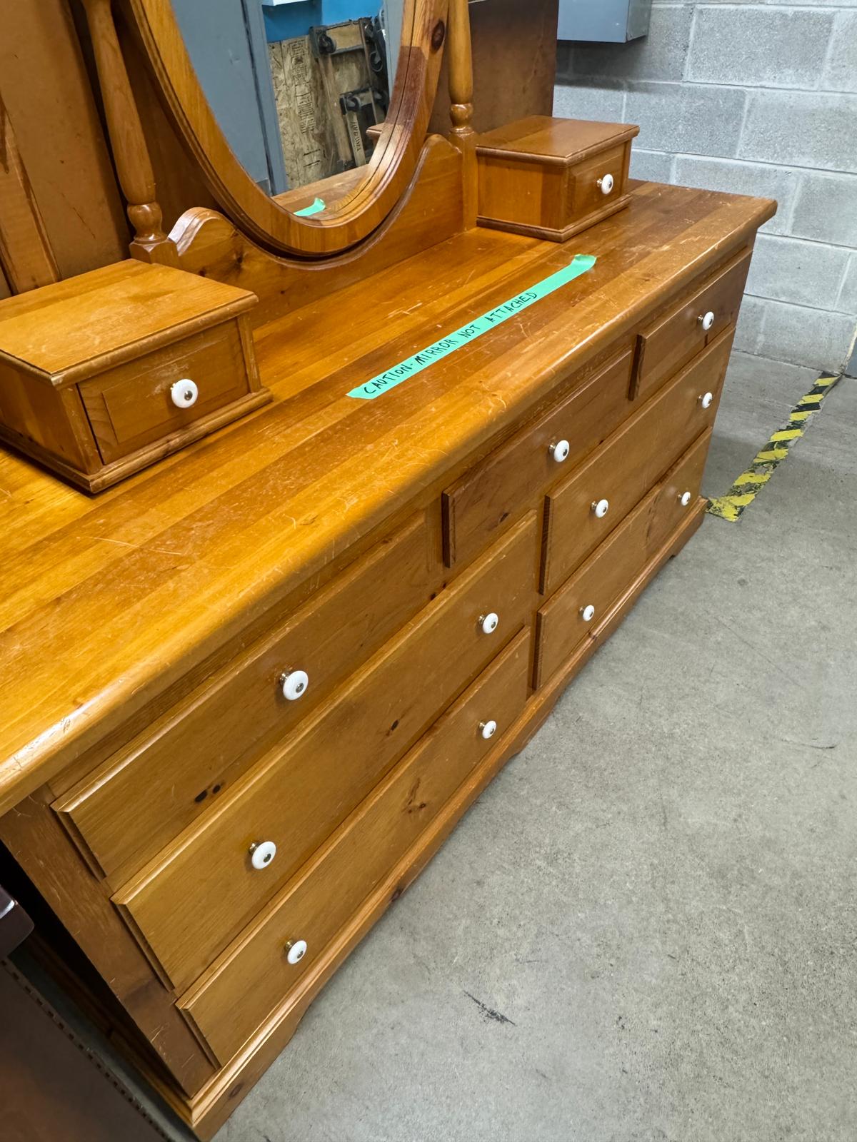 66.5"W 9-Drawer Wooden Dresser With Mirror