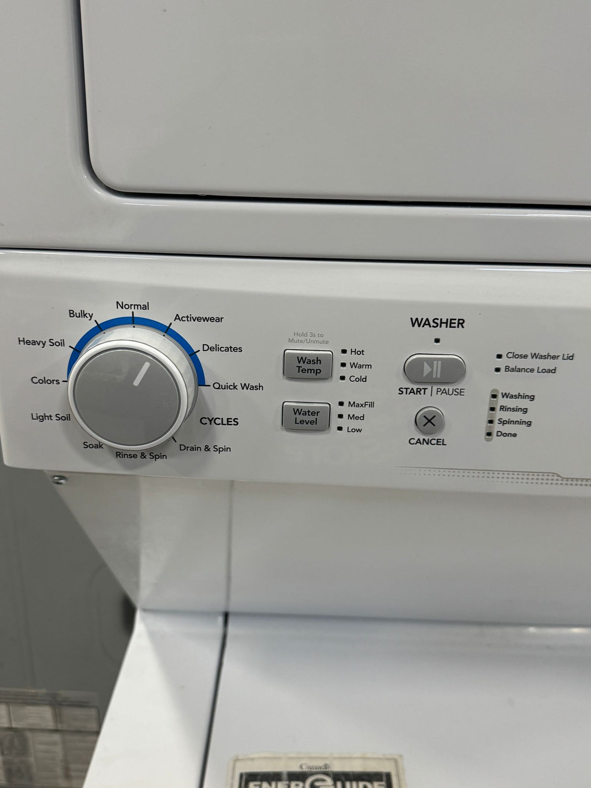 27"W Washer & Dryer Stacked Unit