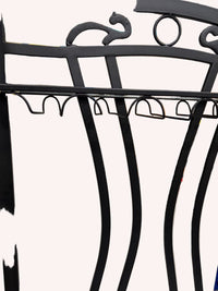 35"W Black Metal Wine Rack With Glass Shelf