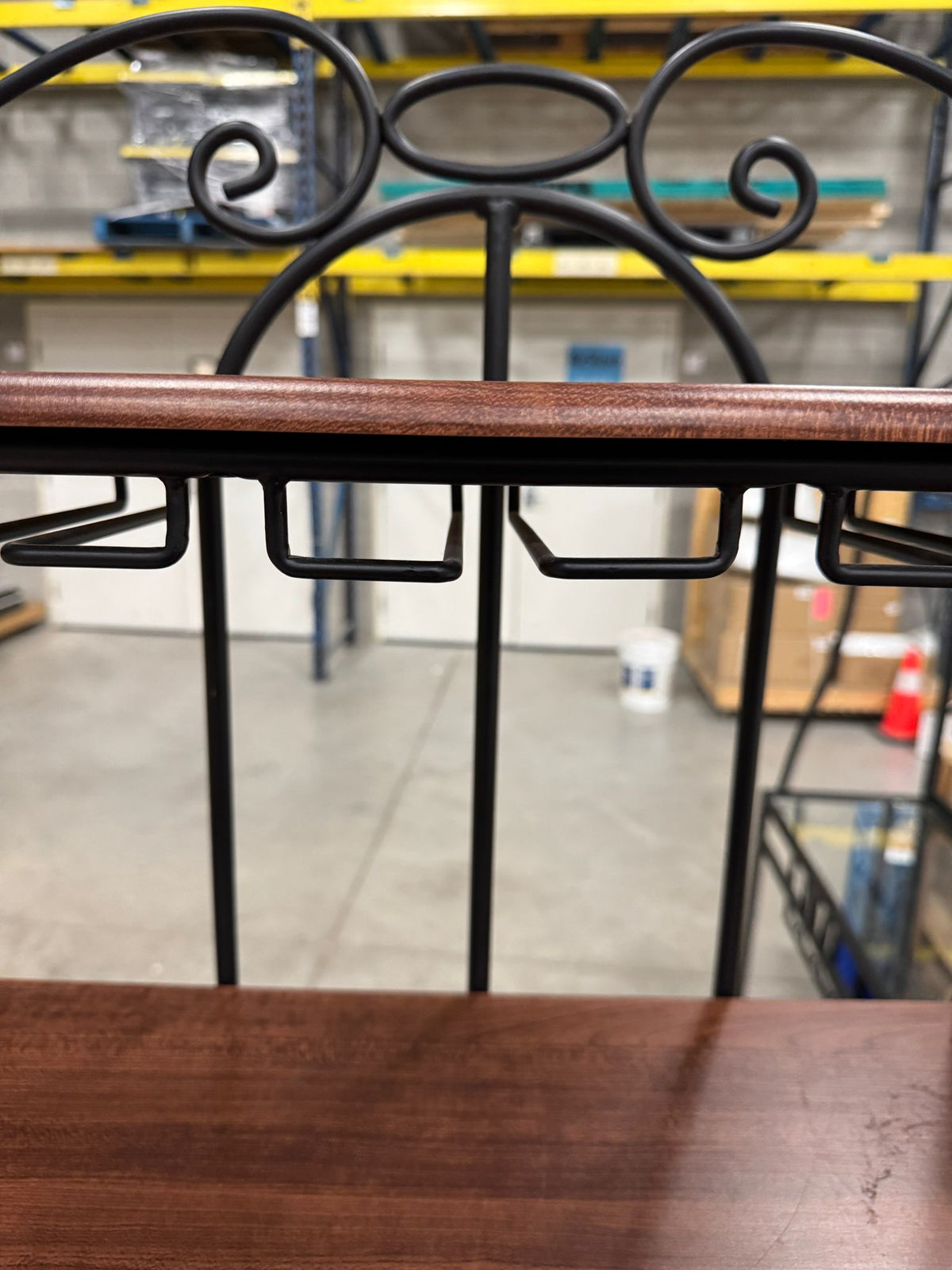 33"W Black Metal Wine Rack With Wooden Shelf