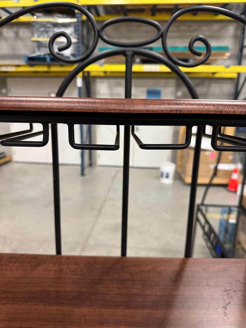 33"W Black Metal Wine Rack With Wooden Shelf