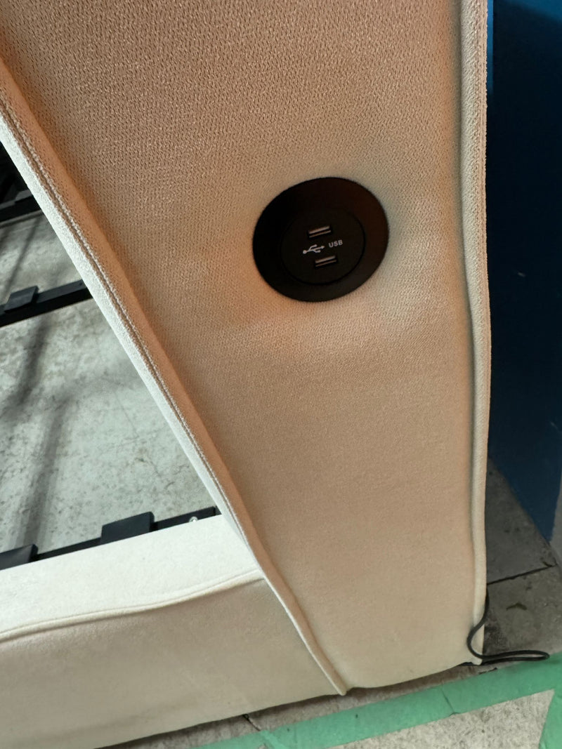 95"W Upholstered Bed Frame With USB Charging Ports