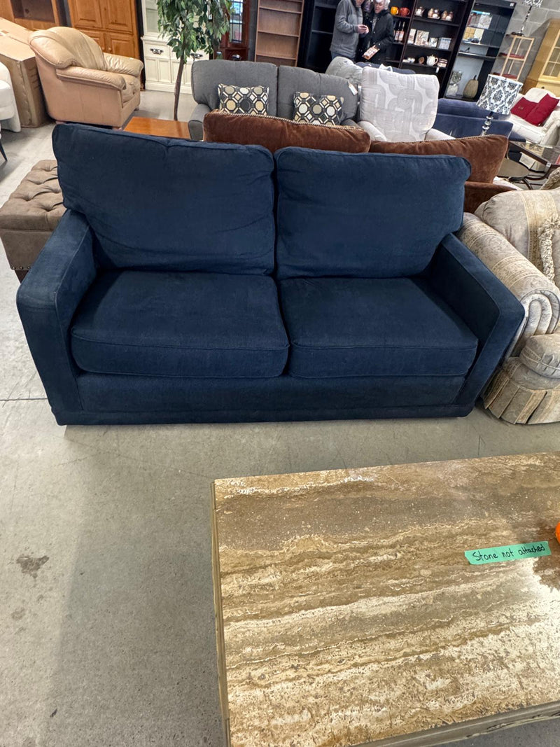 69"W Blue Love Seat