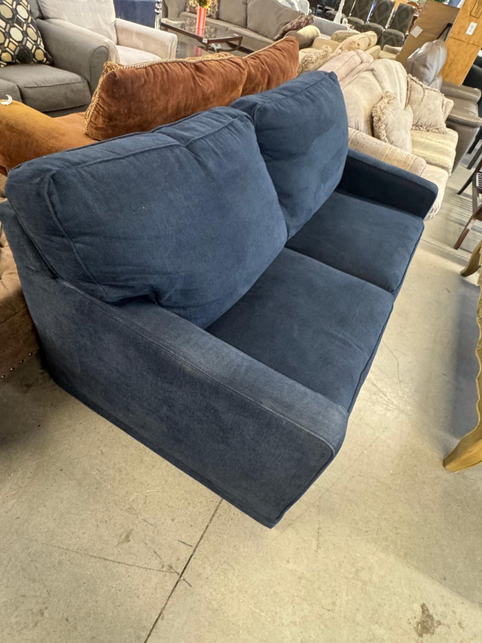 69"W Blue Love Seat