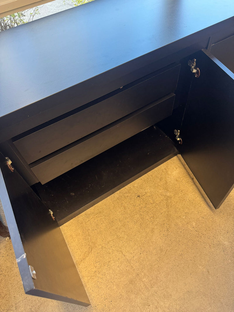 72"W Wooden Black Sideboard