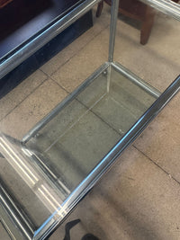 34.5"W Metal Table with Glass Top