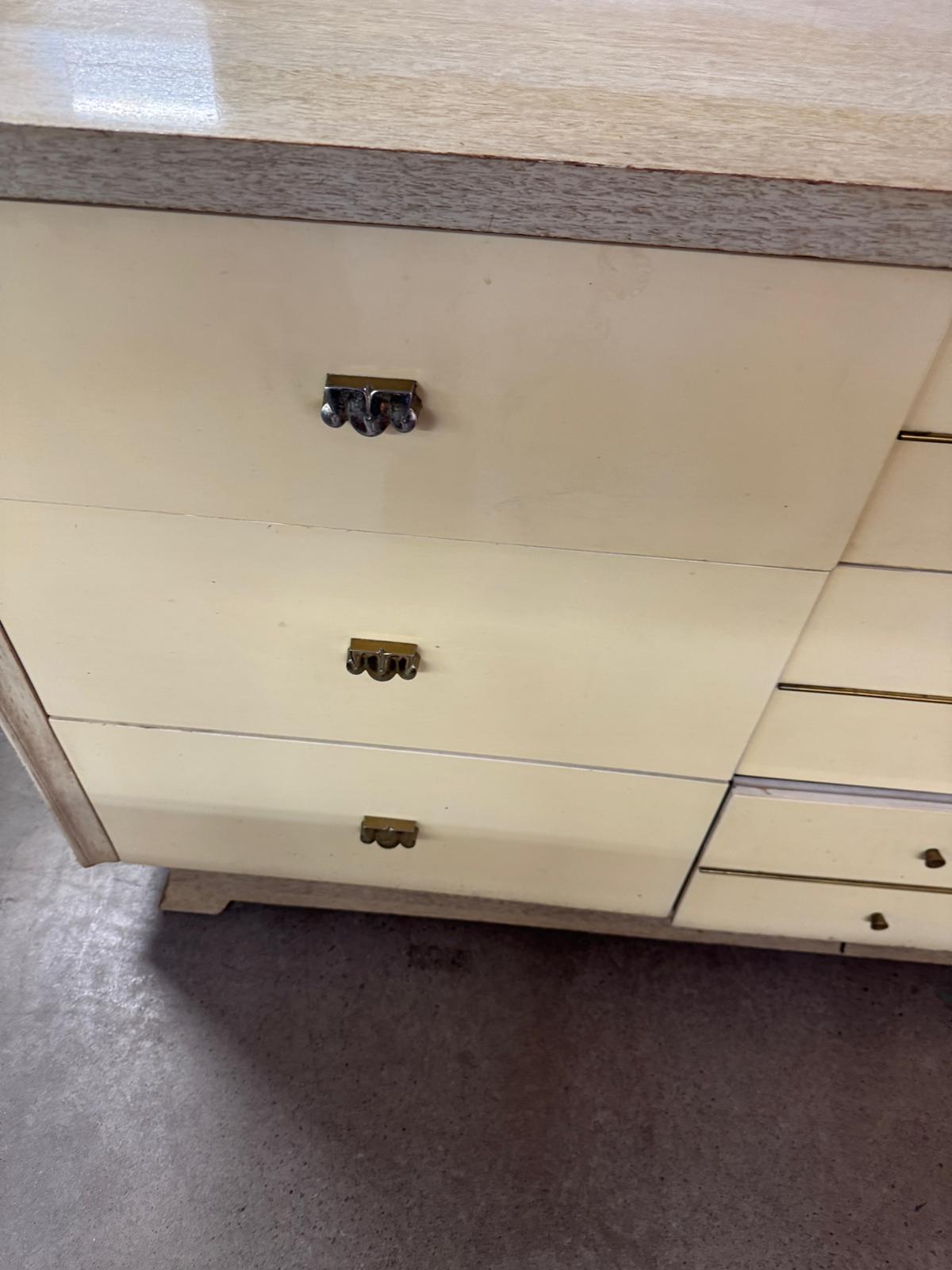 60"W 9-Drawer Wooden Cream Dresser