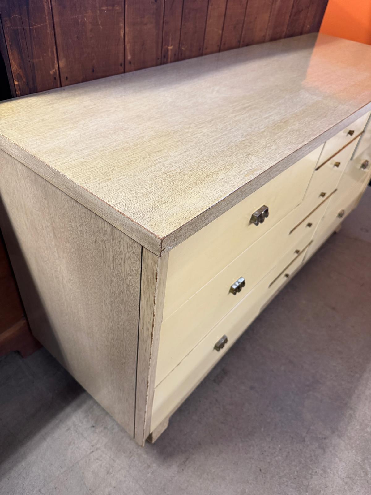 60"W 9-Drawer Wooden Cream Dresser