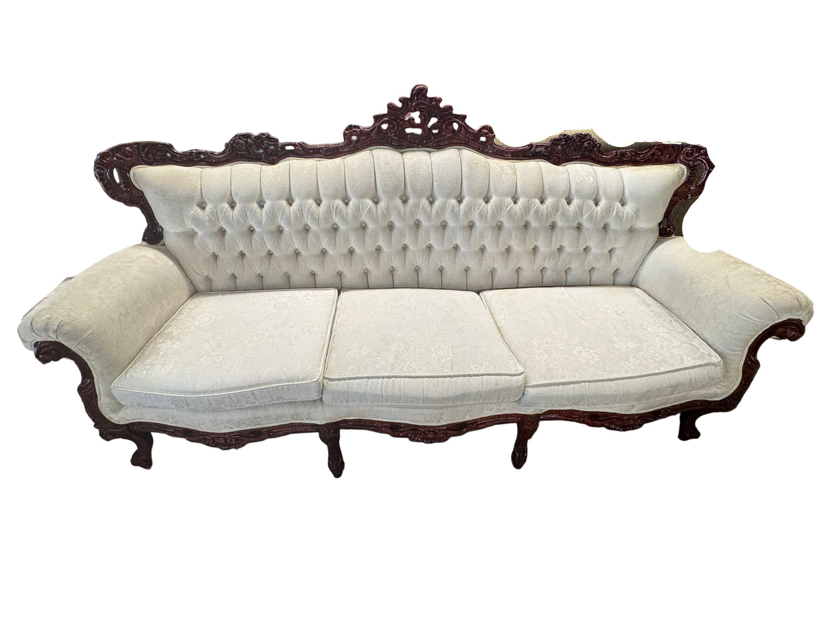 85"W White 3-Seater Couch