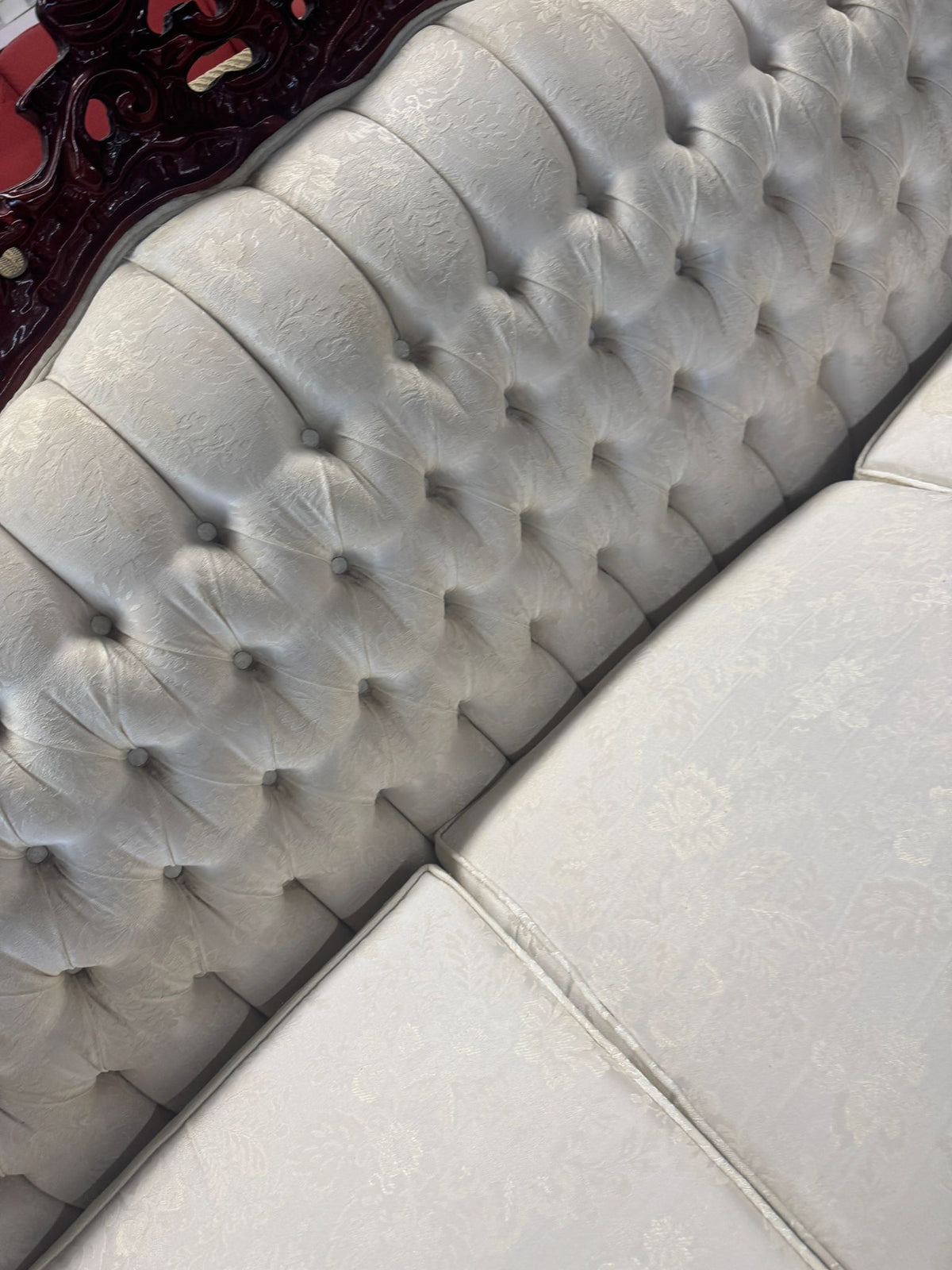 85"W White 3-Seater Couch