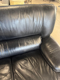 80.5"W Black Leather 3-Seater Couch