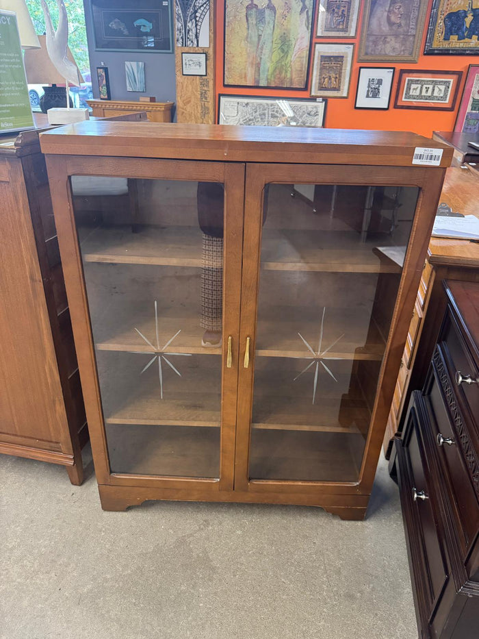33.5"W Wooden Bookcase With Glass Door