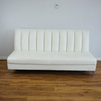 83x33-Inch White Channel-Back 3-Seater Sofa with Chrome Legs