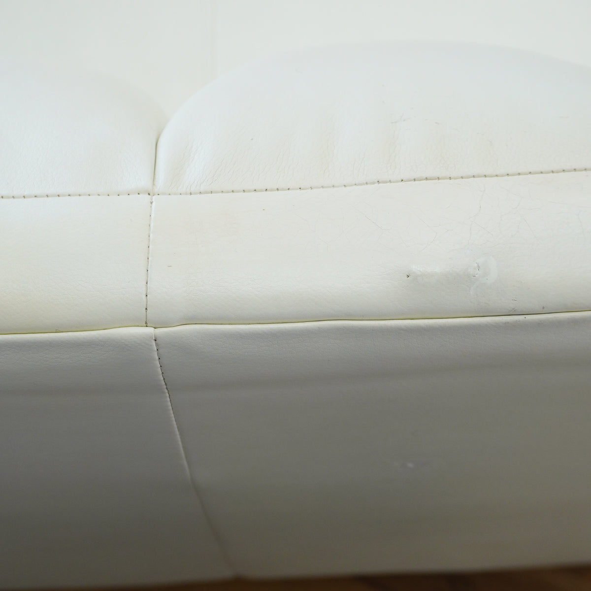 83x33-Inch White Channel-Back 3-Seater Sofa with Chrome Legs