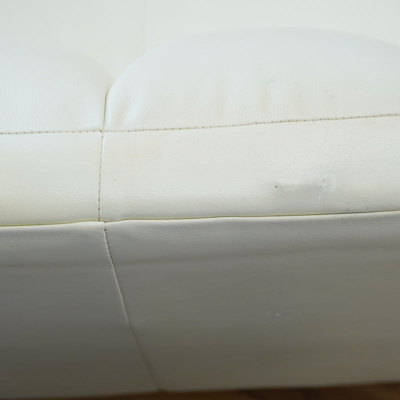 83x33-Inch White Channel-Back 3-Seater Sofa with Chrome Legs