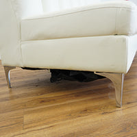 83x33-Inch White Channel-Back 3-Seater Sofa with Chrome Legs
