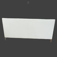 83x33-Inch White Channel-Back 3-Seater Sofa with Chrome Legs