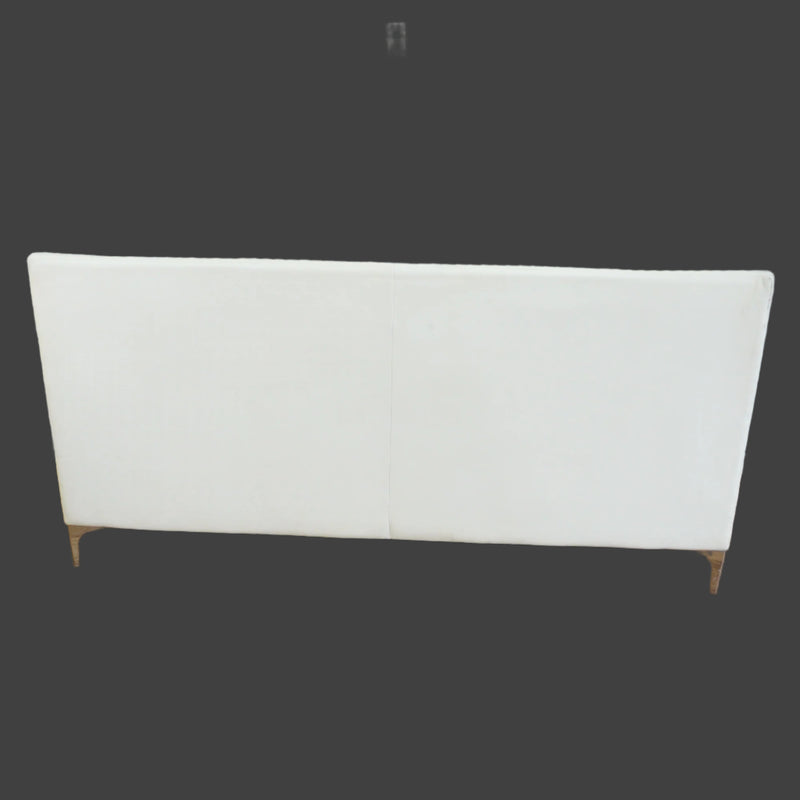 83x33-Inch White Channel-Back 3-Seater Sofa with Chrome Legs