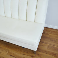 83x33-Inch White Channel-Back 3-Seater Sofa with Chrome Legs