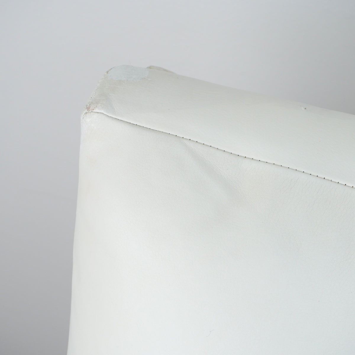 83x33-Inch White Channel-Back 3-Seater Sofa with Chrome Legs