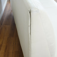 83x33-Inch White Channel-Back 3-Seater Sofa with Chrome Legs