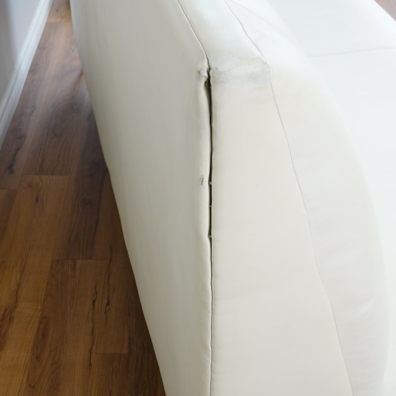 83x33-Inch White Channel-Back 3-Seater Sofa with Chrome Legs