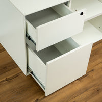 Locking Cabinet in White (Left Drawers)