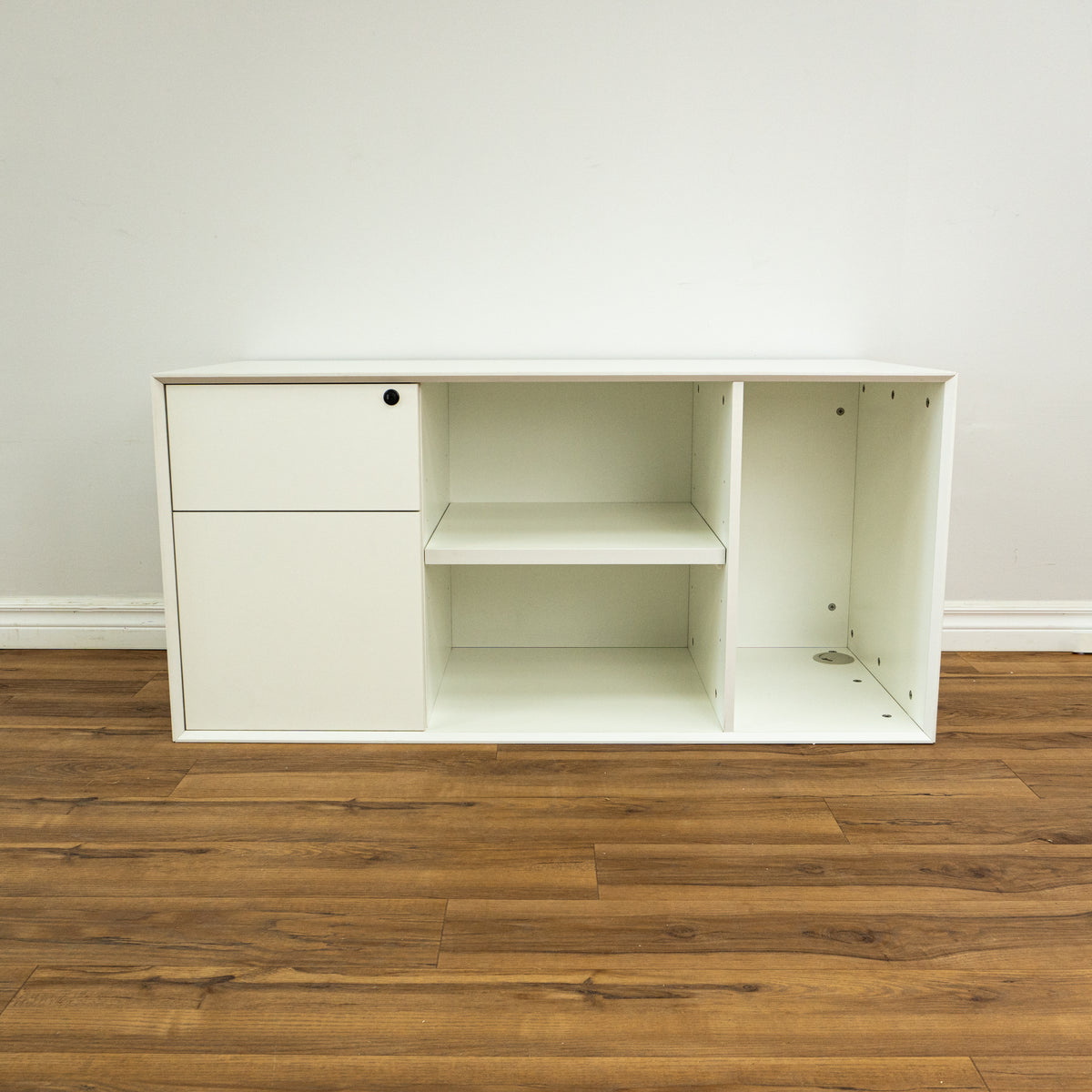 Locking Cabinet in White (Left Drawers)