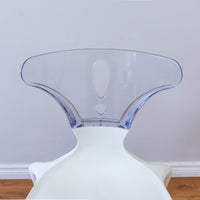 White Owen Chair with Clear Acrylic Back Rest