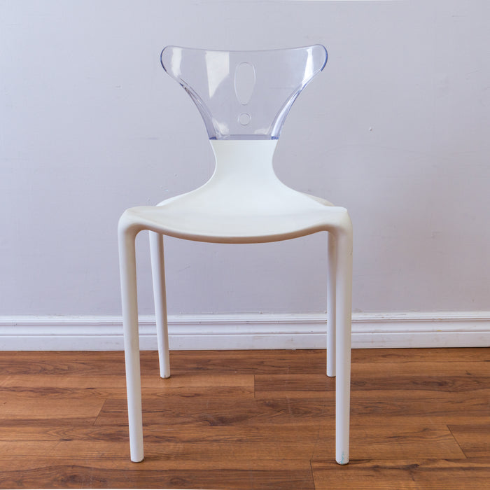 White Owen Chair with Clear Acrylic Back Rest